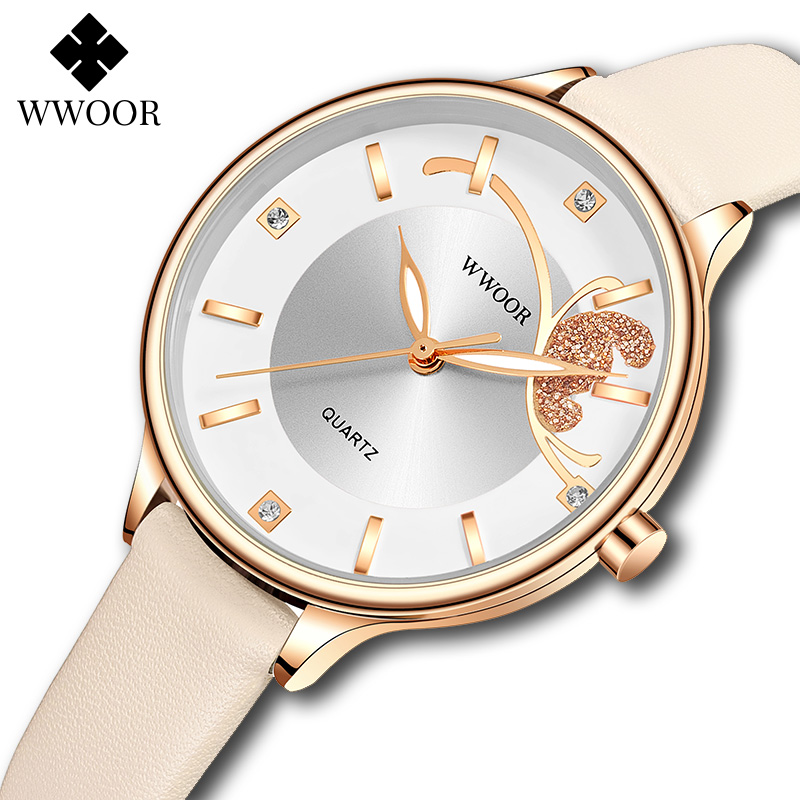 Luxury Watch White - WWOOR lüks kadın izle kuvars su
