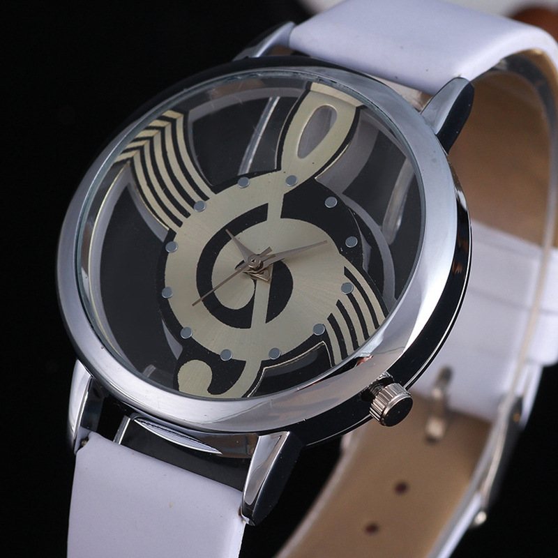Luxury Watch White - Moda Hollow müzik şekli izle yuvarlak