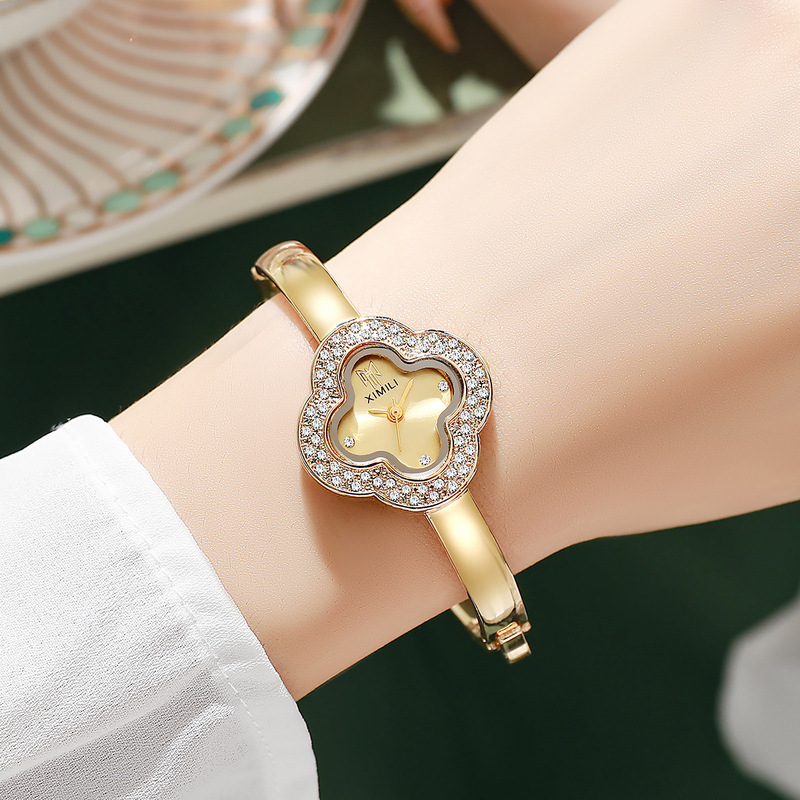 Luxury Watch Kids - Kadın Lüks Elmas İşlemeli Dört Yapraklı