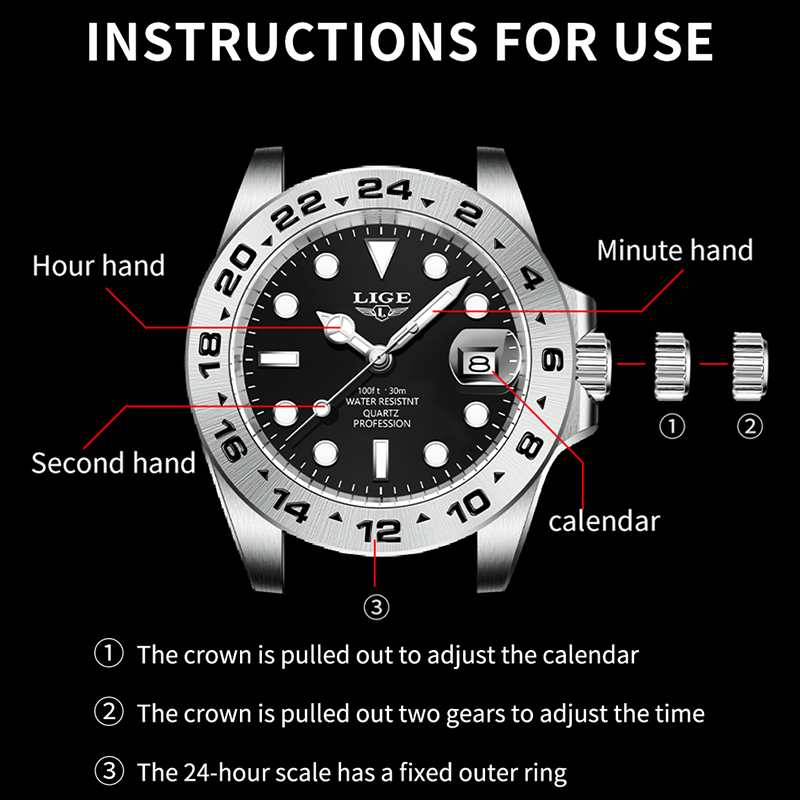 LIGE Orijinal Lüks Erkek Izle  - Luxury Watch White incelemesi ve fiyatı