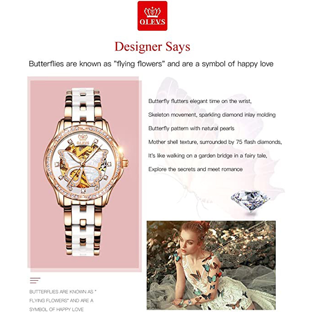OLEVS kadın otomatik saatler i - Luxury Watch White incelemesi ve fiyatı